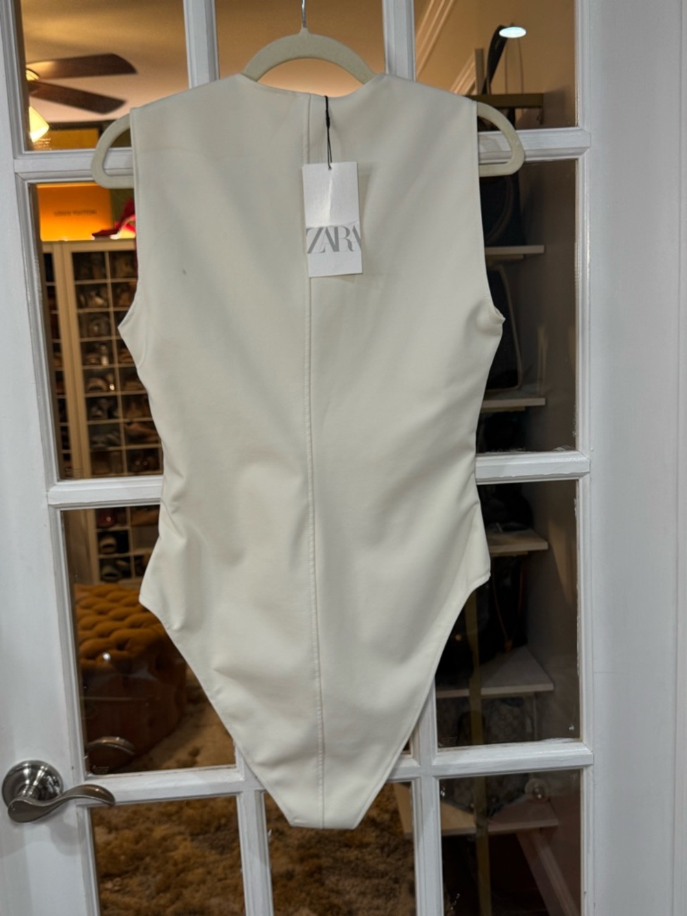 Zara Cream Sleeveless Buckle Front Bodysuit strap fitted - Picture 7 of 7